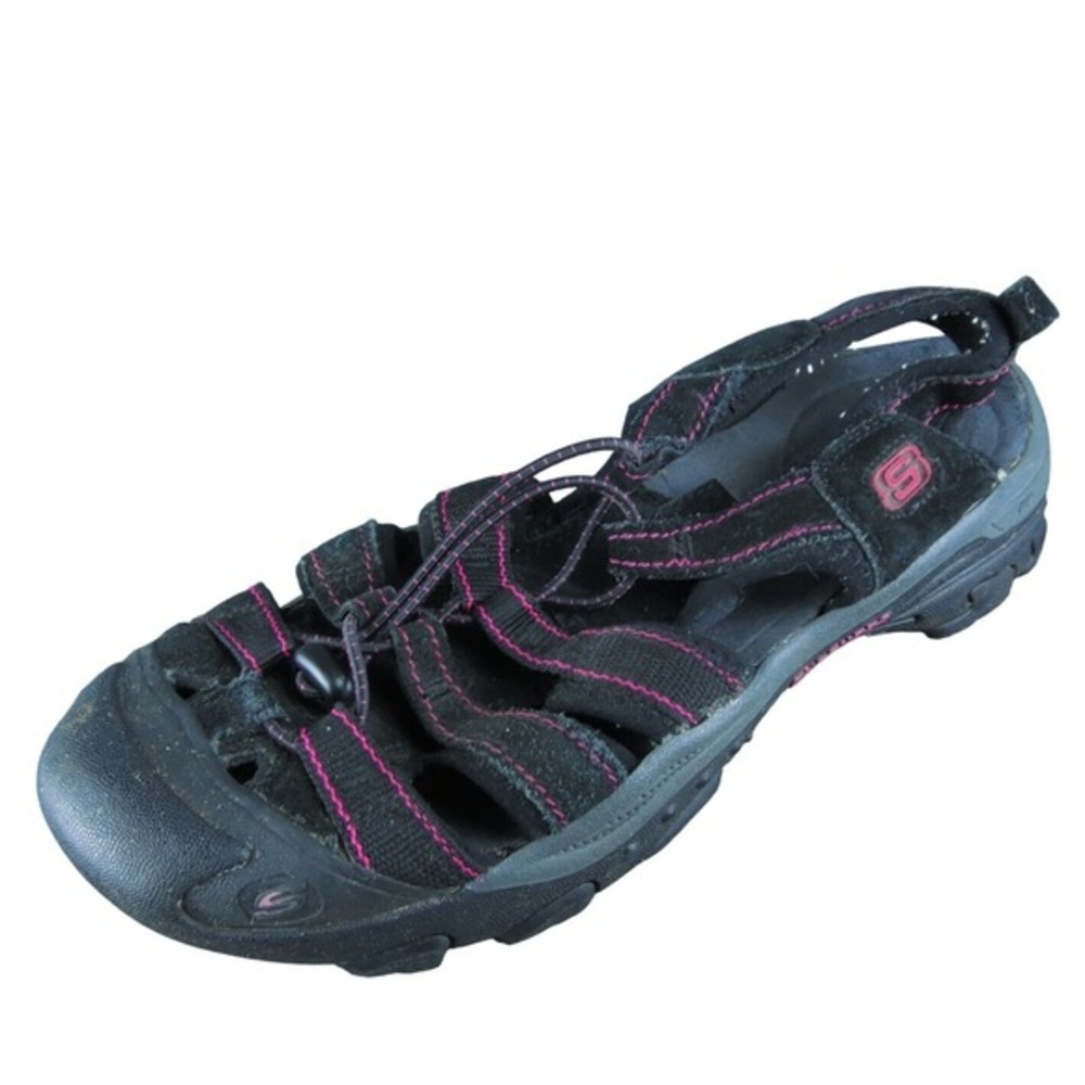 Skechers Women Fisherman Sandal Shoes Size 10 Medium Black Leather